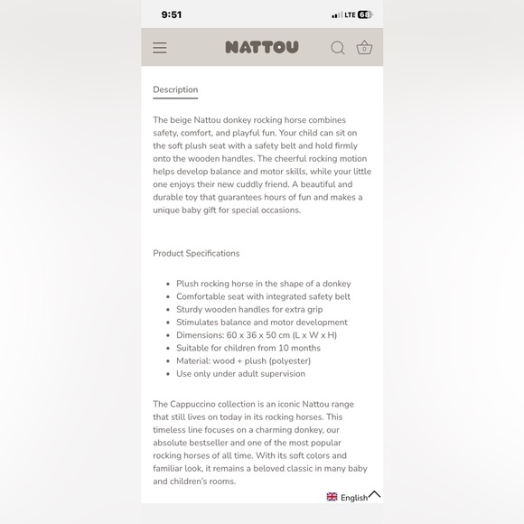 EUC Cappuccino Donkey Rocking Horse – Rocking Toy – Gray and Beige - Picture 3 of 10